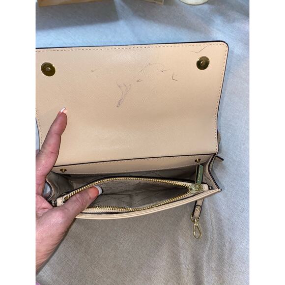 Michael Kors Cream Nude Tone Crossbody Bag Purse with Gold Chain Hardware - Picture 12 of 12